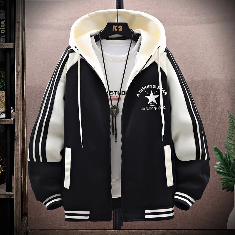 春秋季青少年棒球服外套中大童学生青春潮流连帽时尚帅气夹克上衣