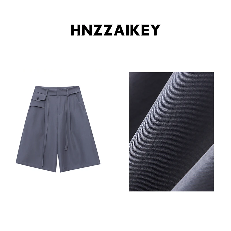 HNZZAIKEY 设计师风格可拆卸包包腰带高智感五分西装短裤 SN7388