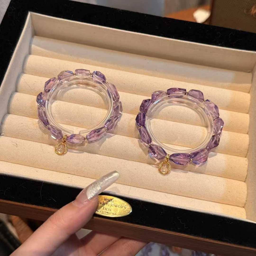 银配 玻利维亚随形钻切紫水晶手串手链颜色微差多样性发其一ZL171