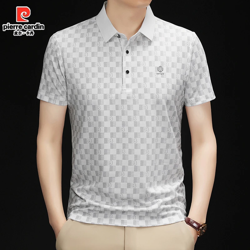 皮尔卡丹男士高档时尚百搭商务休闲翻领短袖印花POLO衫T恤