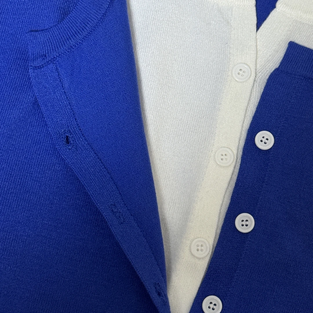 克莱因蓝长袖宽松型拼接常规休闲风针织假两件