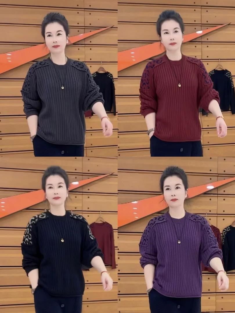 LY中老年精品时尚轻奢休闲针织大版衫