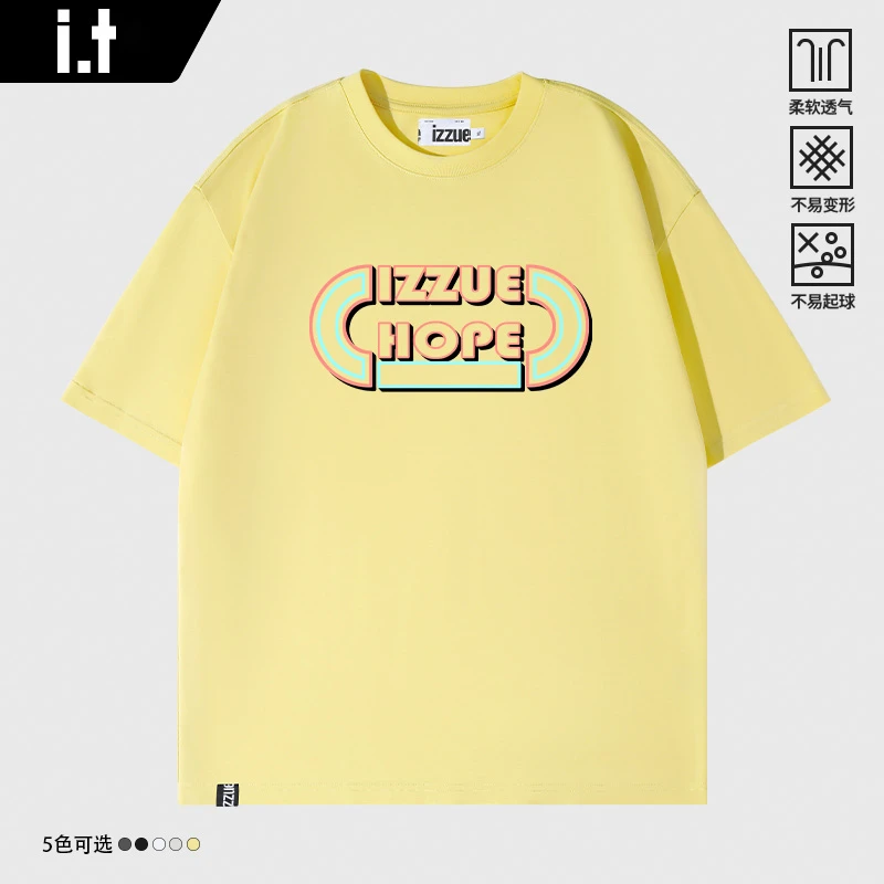 i.t izzue潮牌未来霓虹印花短袖t恤夏季新款时尚休闲半袖情侣体恤