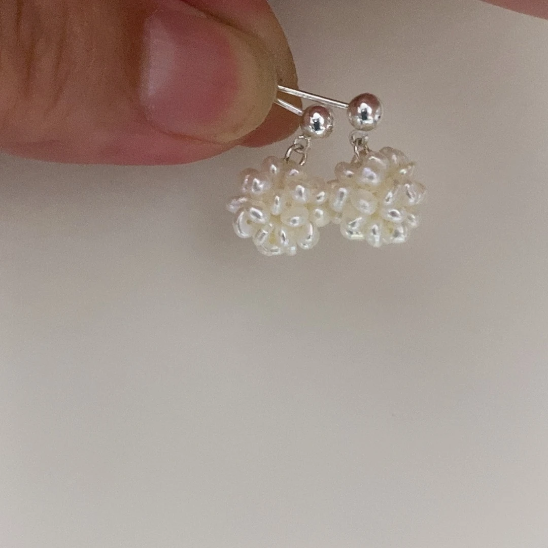 银S925镶嵌耳饰淡水珍珠