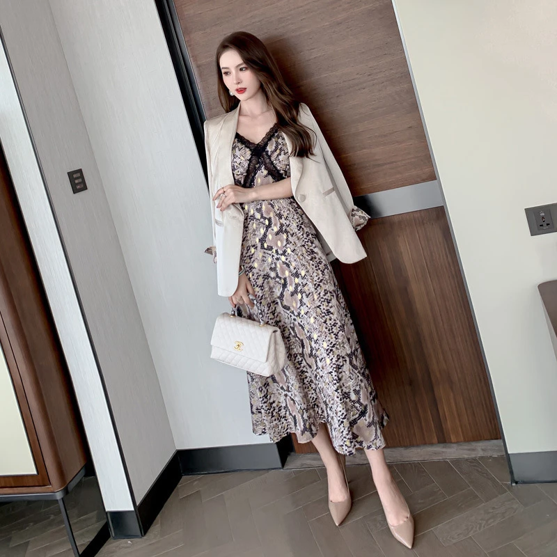 【清一件不留】西服名媛女神范蛇纹西装外套4360