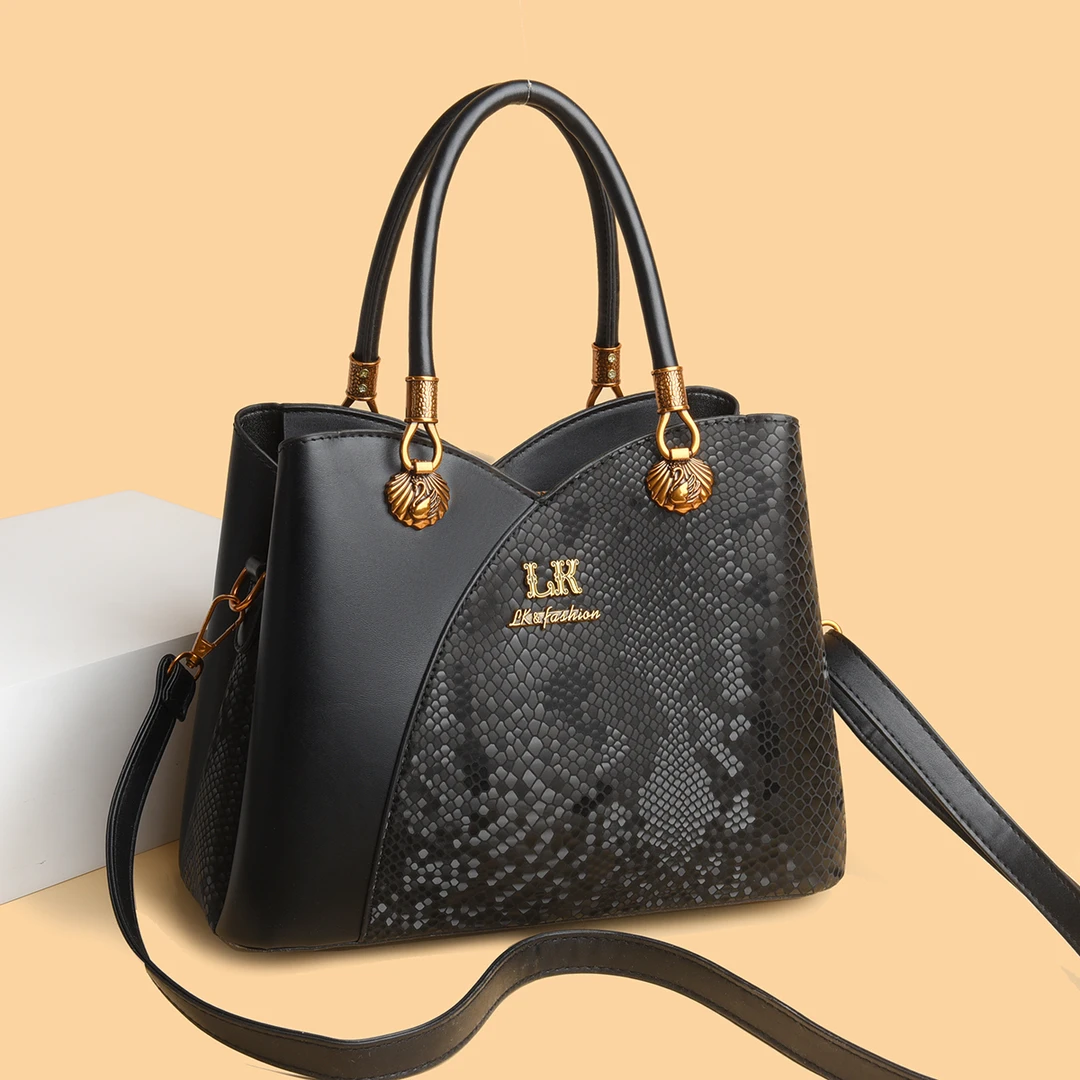 【长22*宽28*高13】时尚经典复古潮流百搭女士单肩斜挎包931黑色