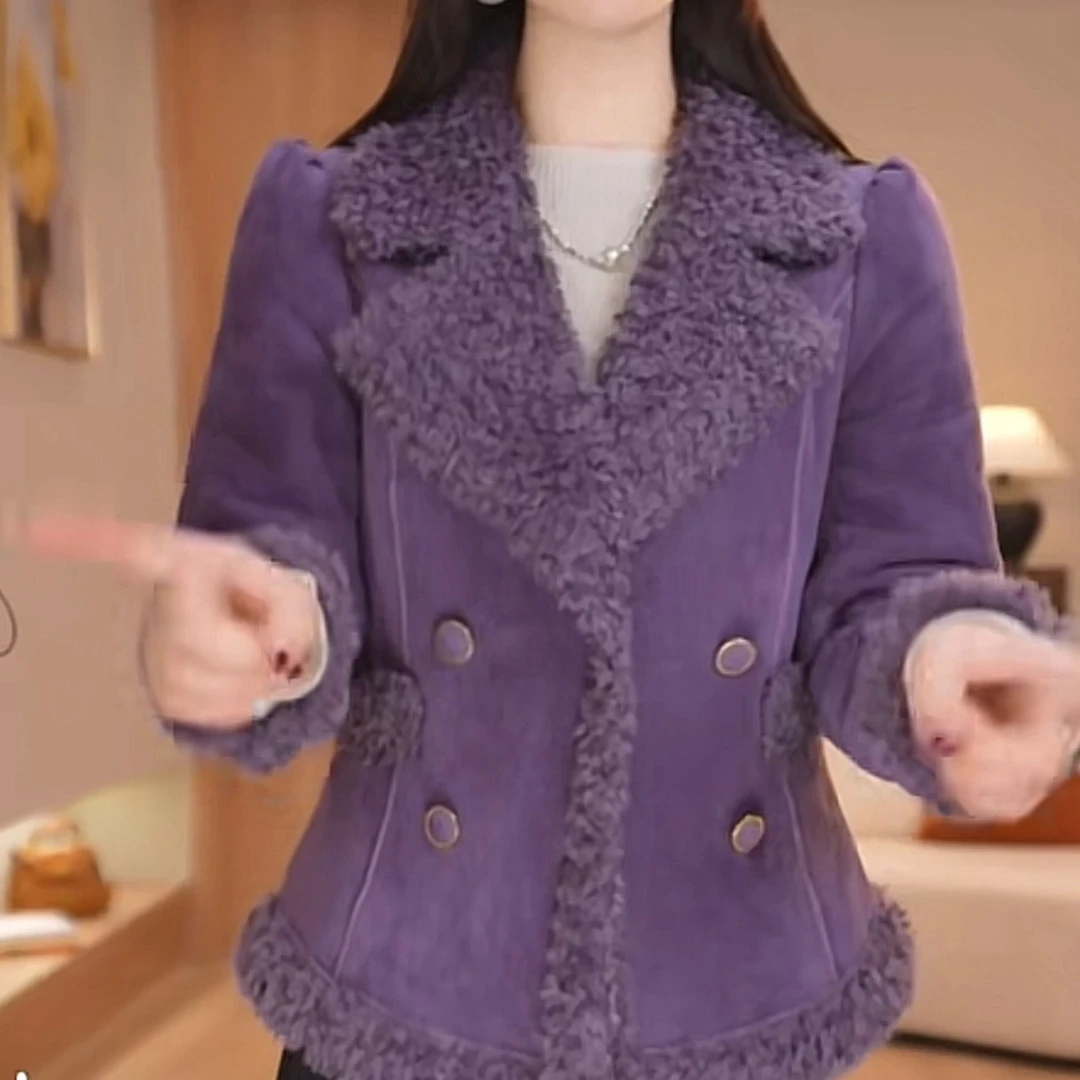 年轻妈妈皮毛一体外套女2025新款秋冬季爆款短款小香风上衣服加厚