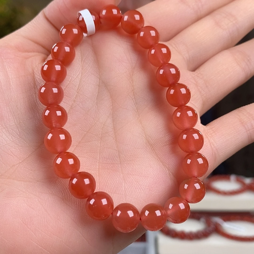 南红玛瑙未镶嵌手串原矿无胶8mm冰红保山高品