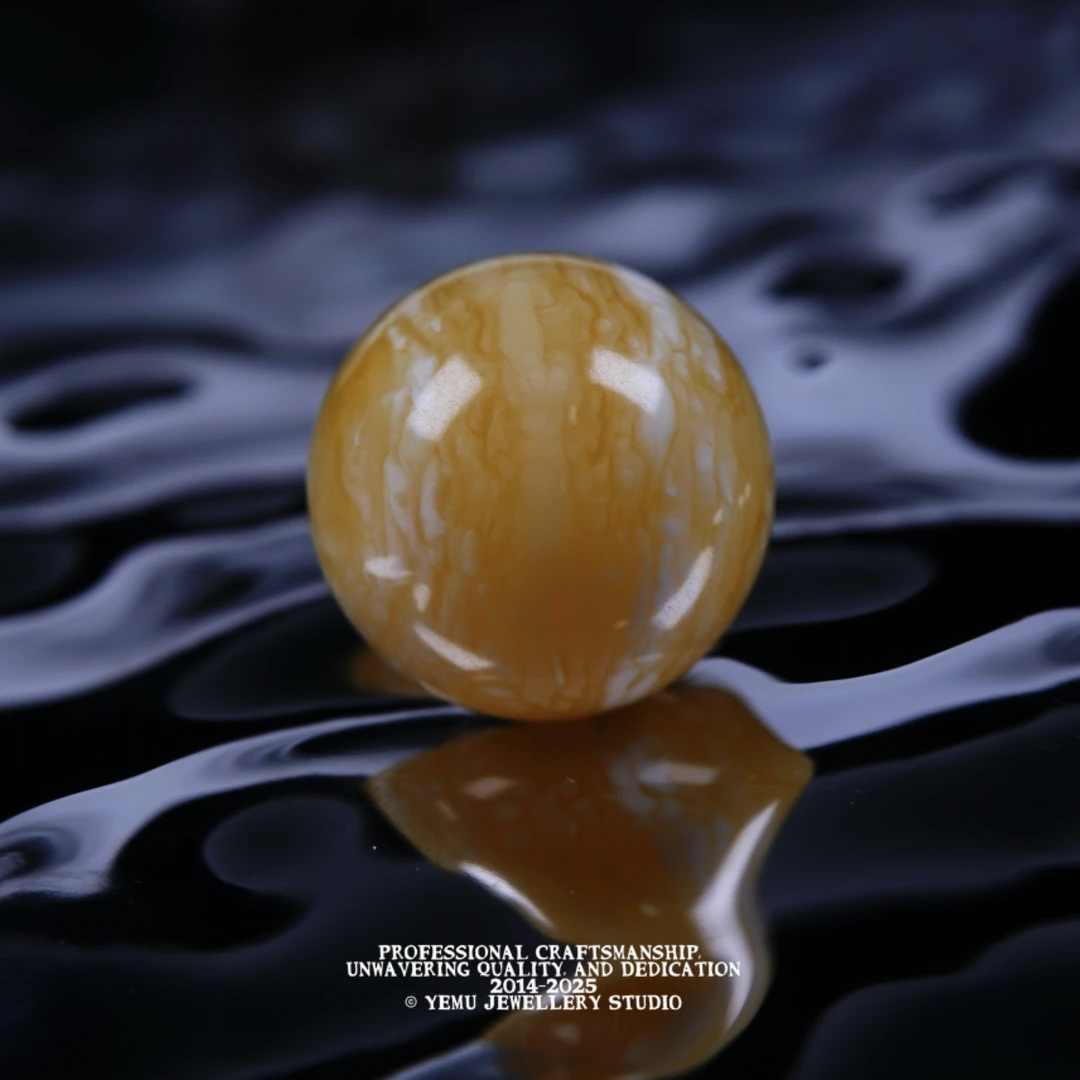 18毫米（18.7mm)橘底虎纹妖孽圆珠配珠 一物一拍 天然俄料琥珀蜜蜡