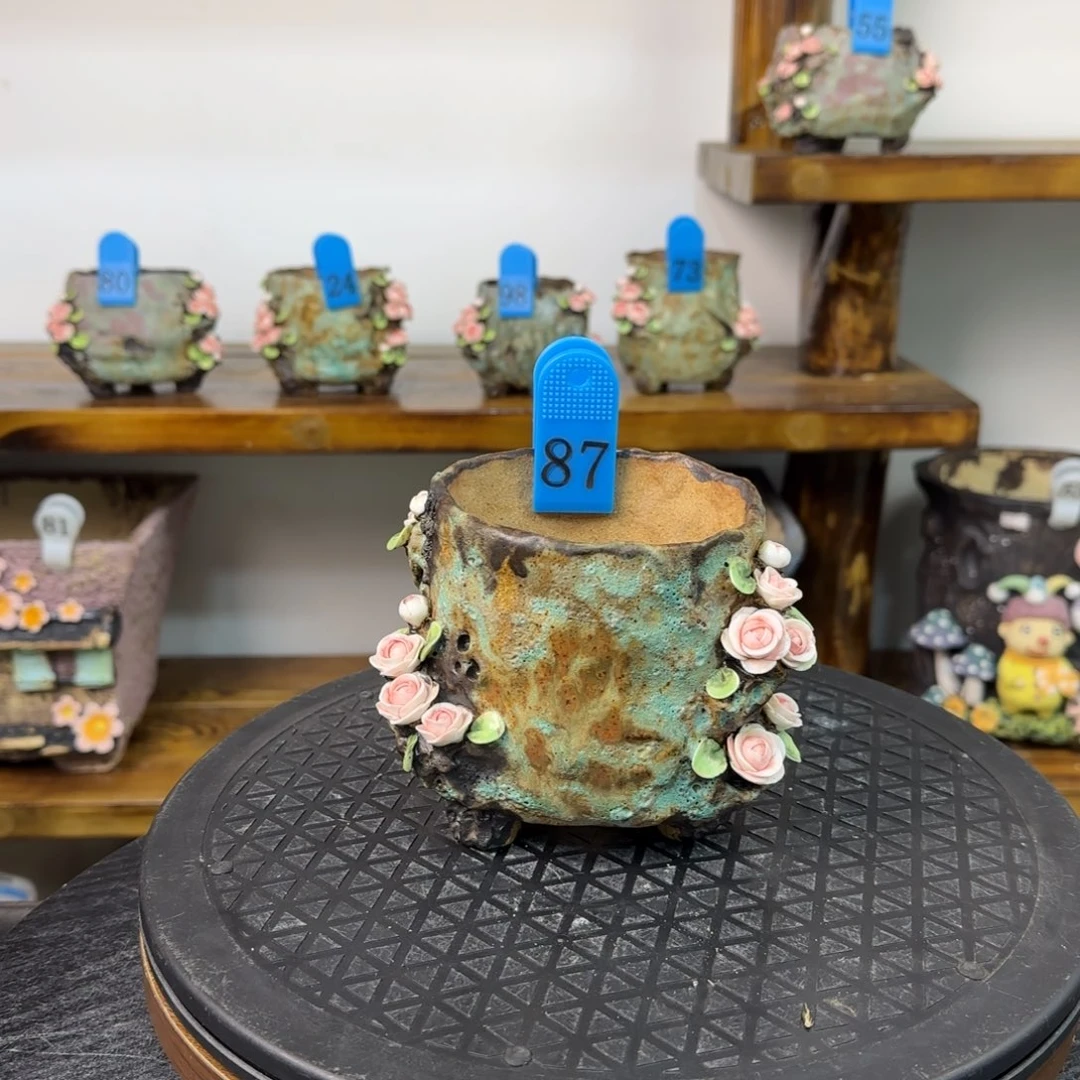 本默花器.轻奢手捏花盆.