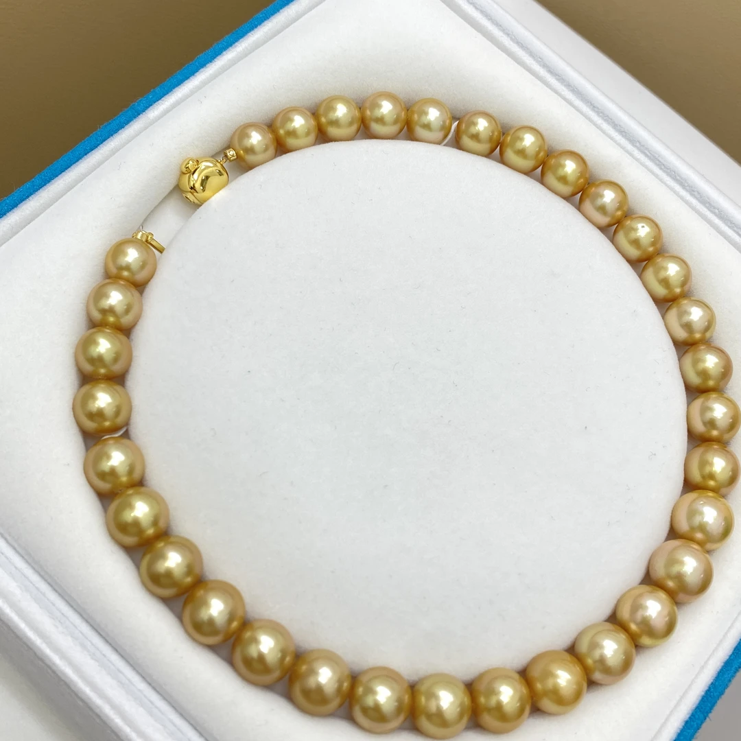 南洋金珠浓金色海水珍珠项链 10.9-13.8mm吉尔德大证气质时尚款