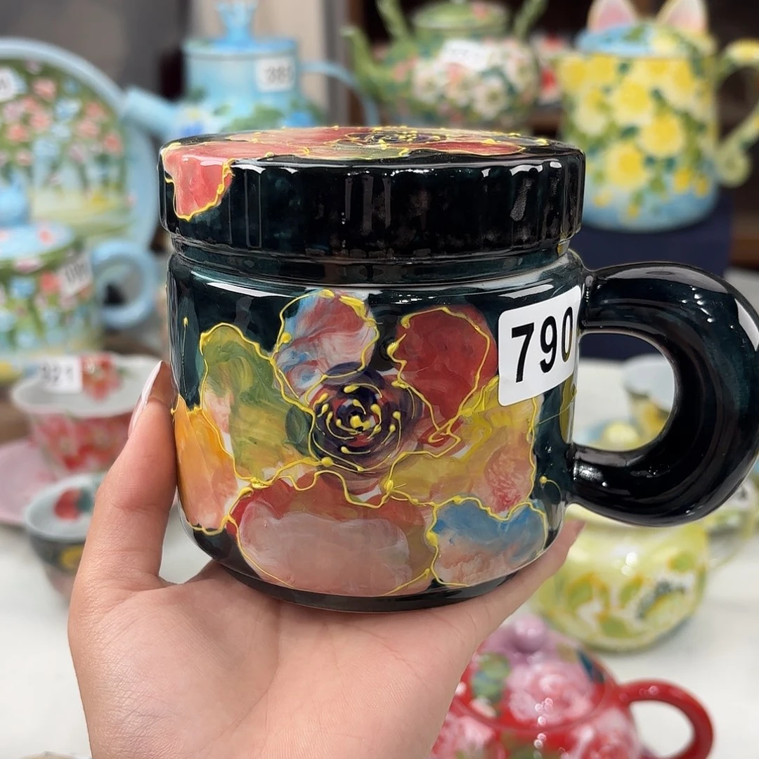 瓷片景德镇手绘高温釉下彩陶瓷茶具