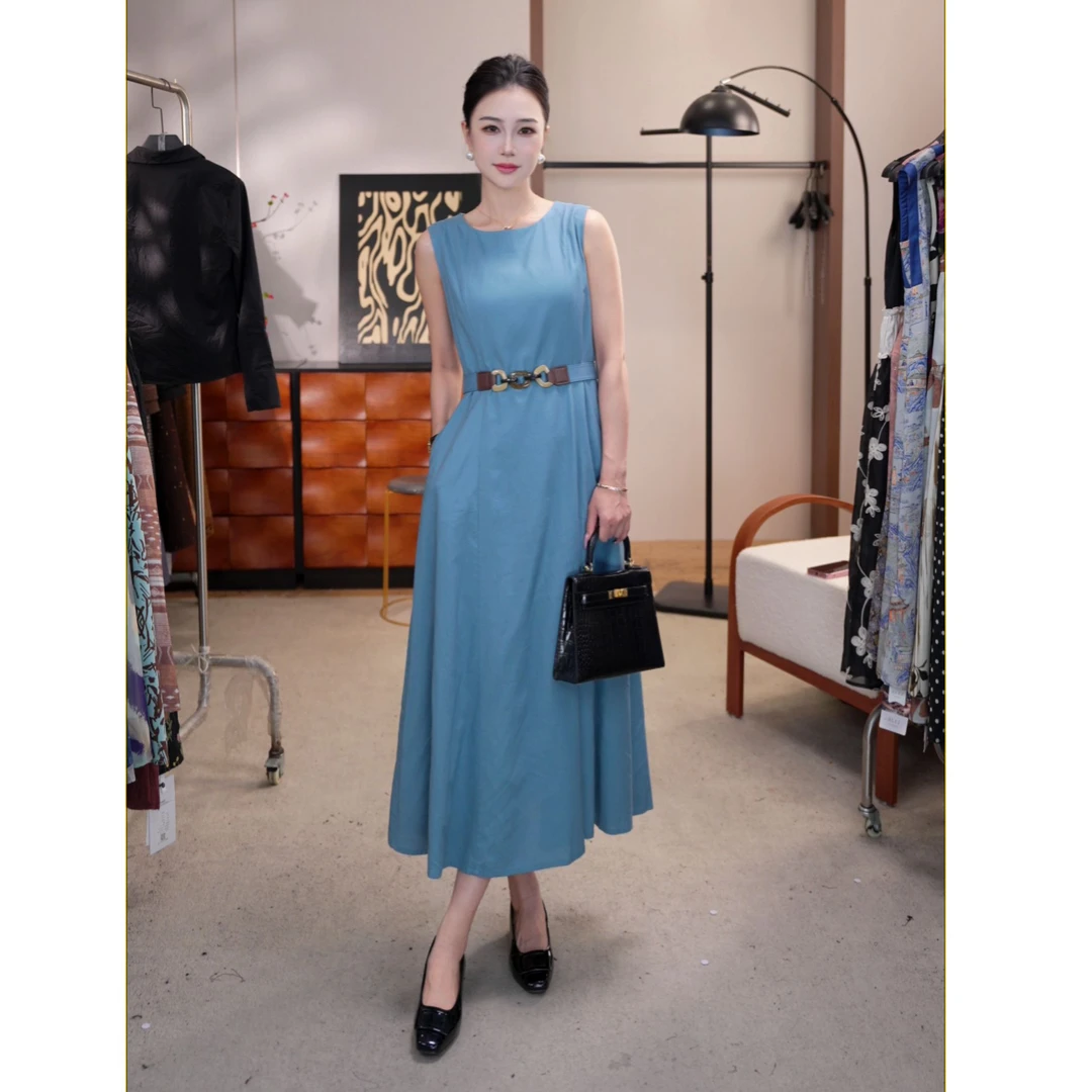 【玲】夏季新款复古时尚百搭印花无袖连衣裙  H-838