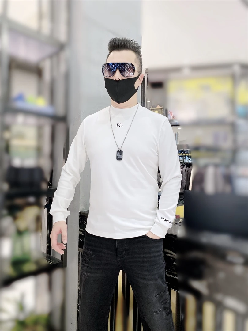 [陈先生]秋季纯色百搭长袖上衣打底衫休闲卫衣秋冬潮流时尚套头
