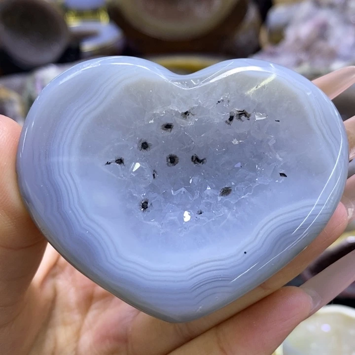 未镶嵌珠宝半成品水晶蓝晶爱心