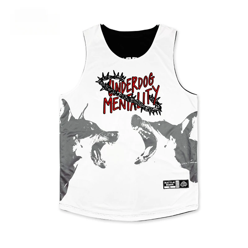 斗者篮球服定制美式双面球服街头宽松训练背心速干篮球衣健身DIY