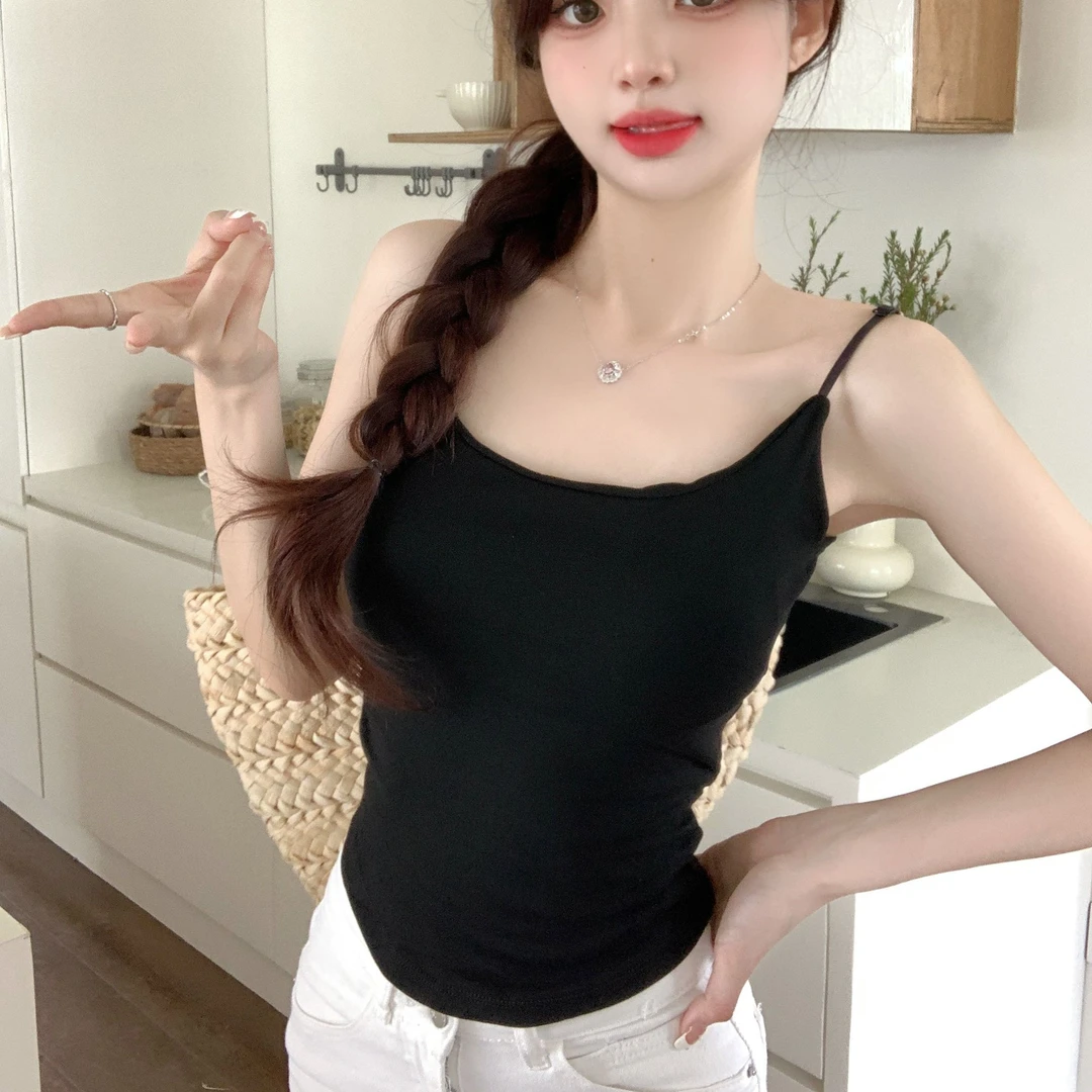 克尔伦贝春夏纯欲风辣妹吊带10A抑菌修身显瘦褶皱收腰百搭背心213