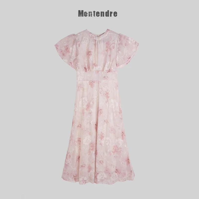 【胖虎家】春夏新款 S 气质提花优雅甜美风收腰碎花时尚连衣裙