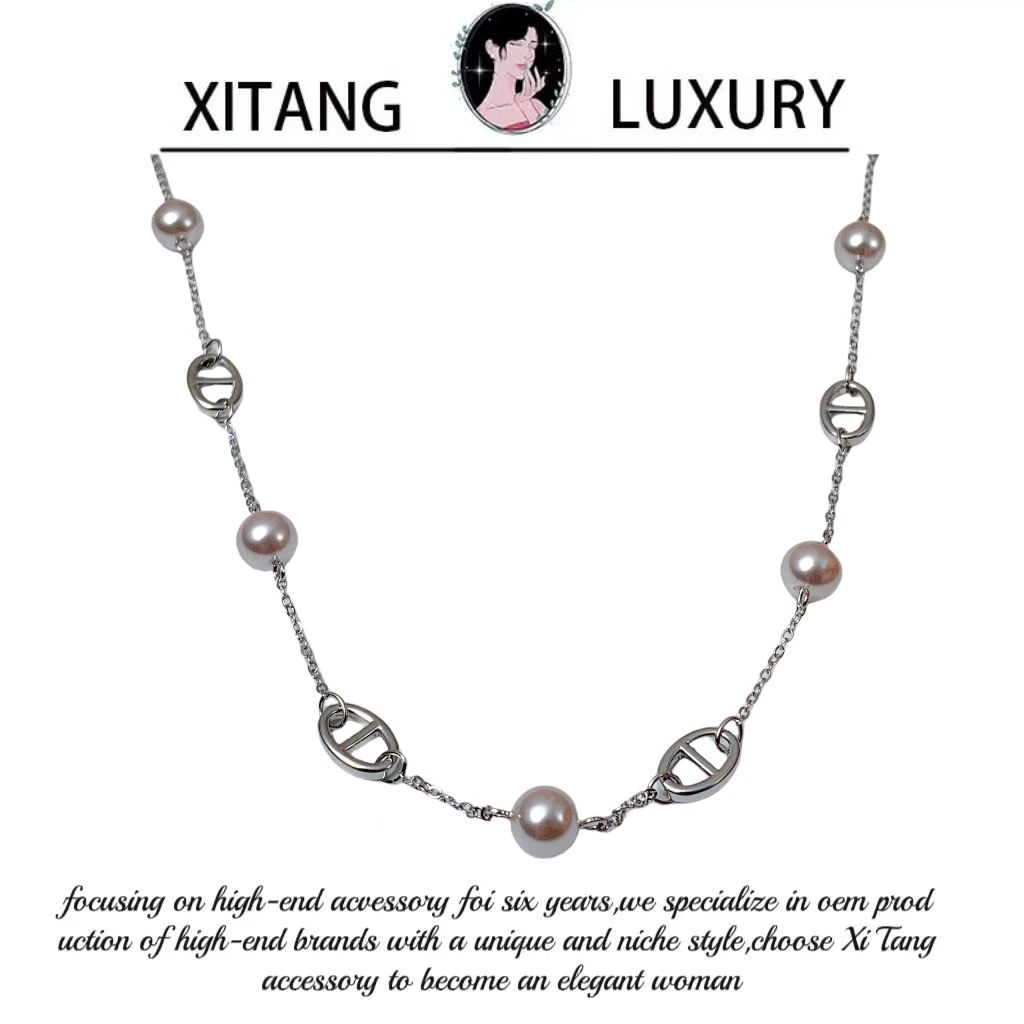 铜合金项链 《月光项链》气质简约拼接小众小众时尚项链8351