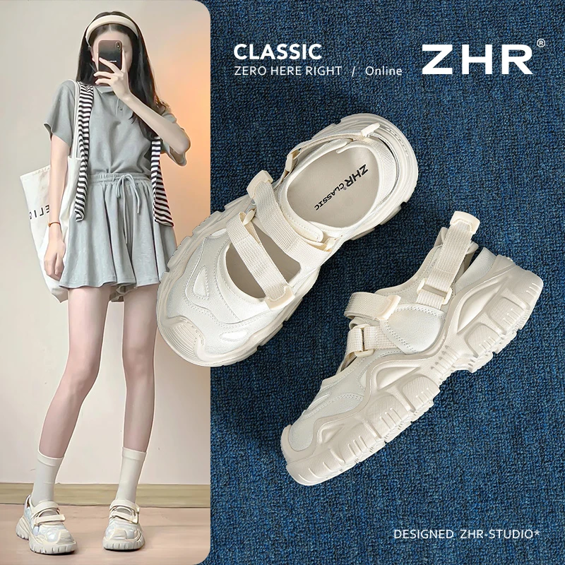 ZHR/则则户外镂空休闲鞋女2025夏季软底百搭溯溪鞋便捷魔术贴女鞋