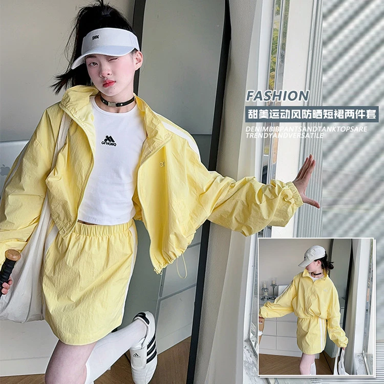 女童装2025新款洋气宽松甜美薄款衣服春装分体春季度假牛仔痞帅