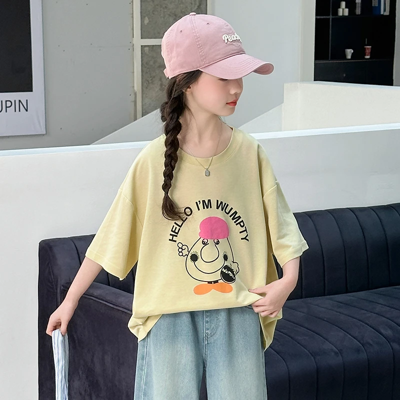 [专柜品质]女童夏季韩版休闲短袖T恤套装女孩儿童夏装薄款牛仔裤