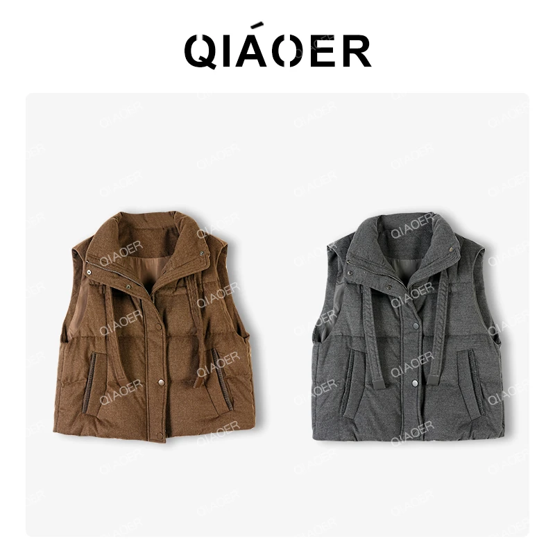 乔儿定制【叠搭密码】羊毛混纺90白鸭马夹女冬季无袖保暖马甲