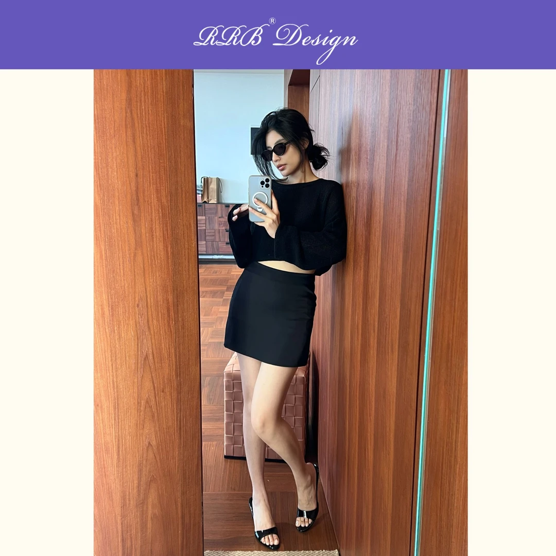 RRB Design「廓形新译」修身显瘦纯色半身裙气质短裙百搭A字裙