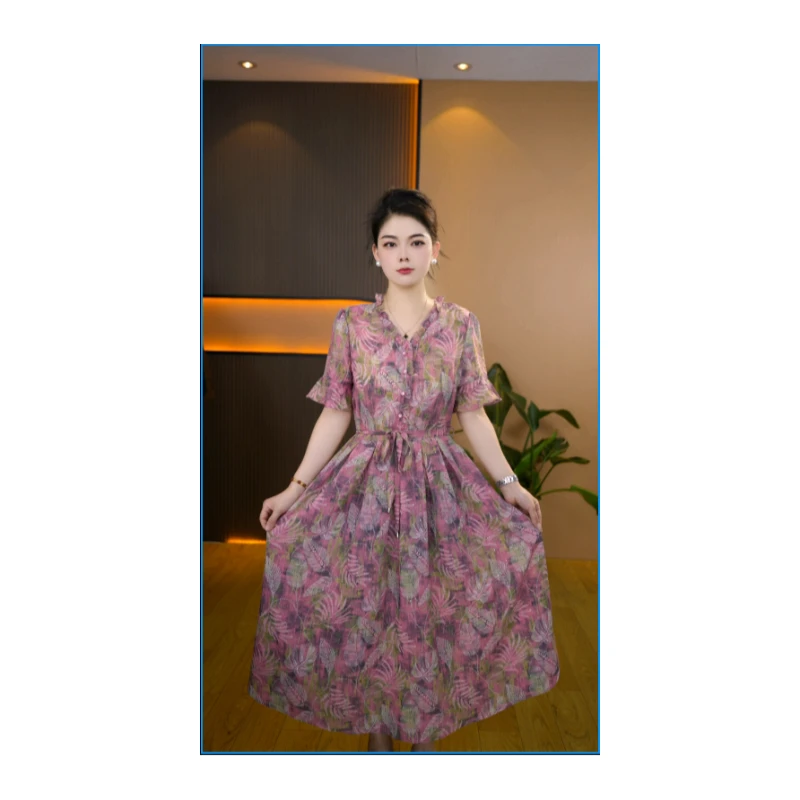 新款夏季时尚气质收腰减龄连衣裙