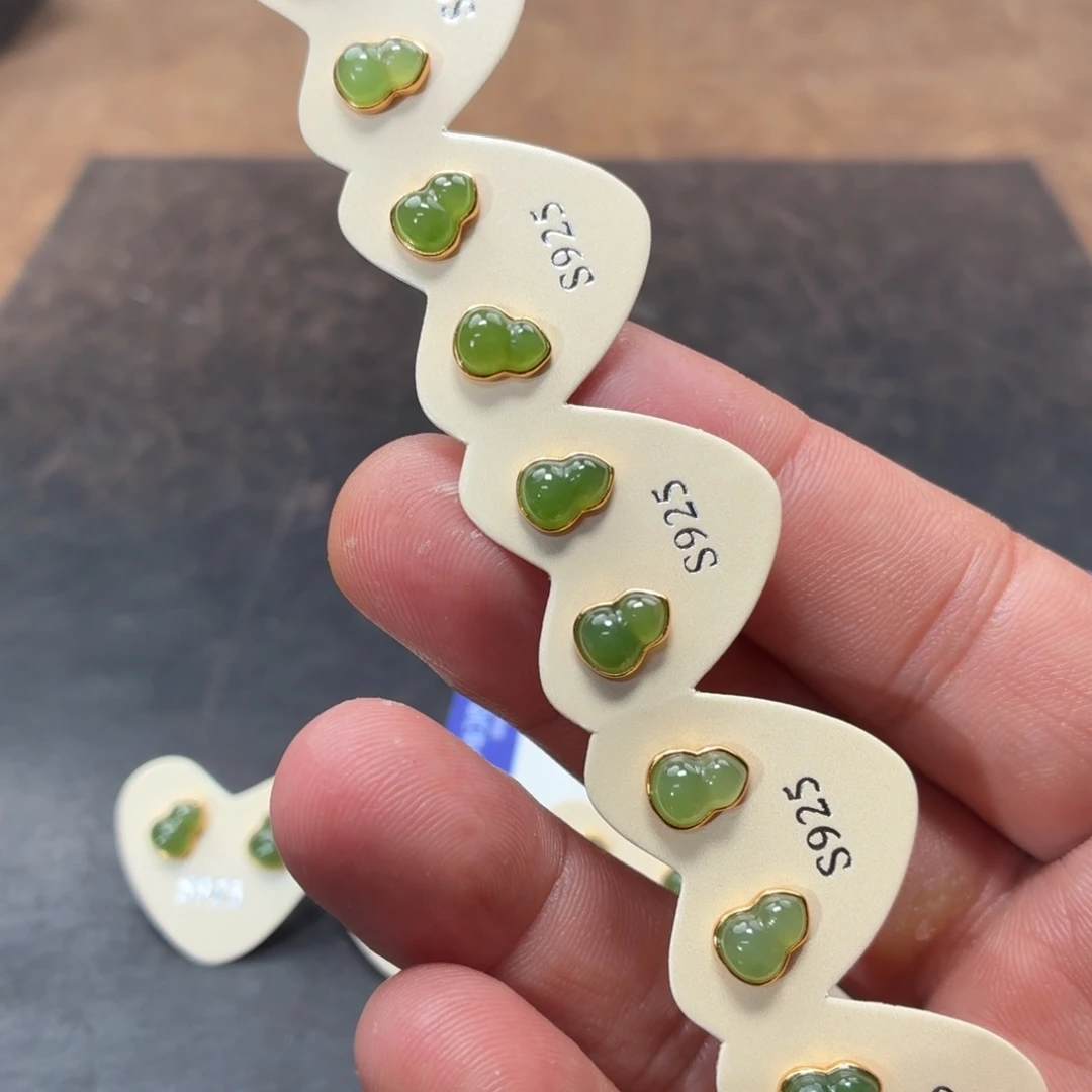 和田玉银S925镶嵌耳饰多样性发货拍一发一