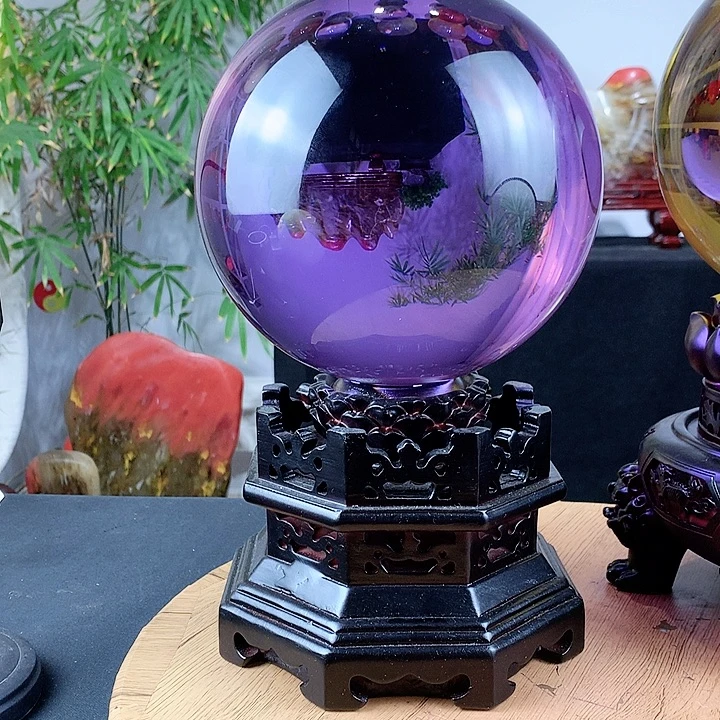 鱀***石材紫水晶球直径20带旋转底座