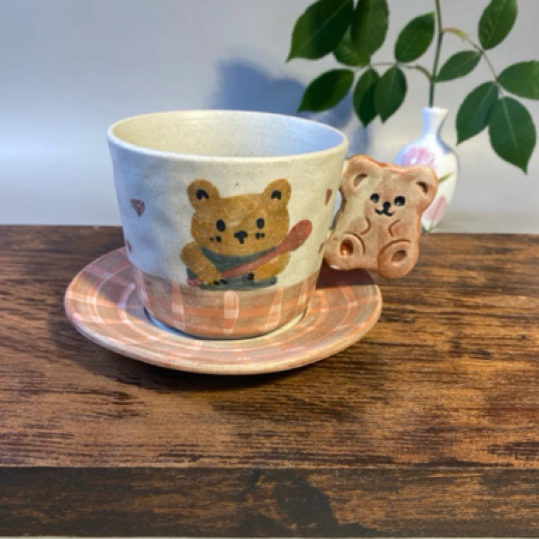 佟年景德镇手工手绘陶瓷釉下彩瓷器复古粉引咖啡杯