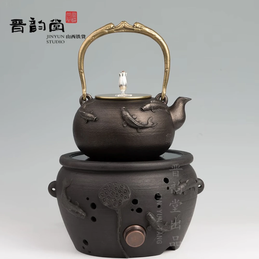 晋城【九头十八匠】晋韵堂茶具手工铸铁壶无涂层铁壶鸿运当头铁壶