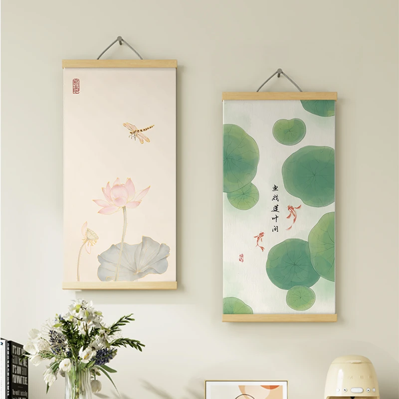 鱼戏莲叶日历现代装饰画客厅卧室餐厅浴室防水挂画墙画新中式壁画