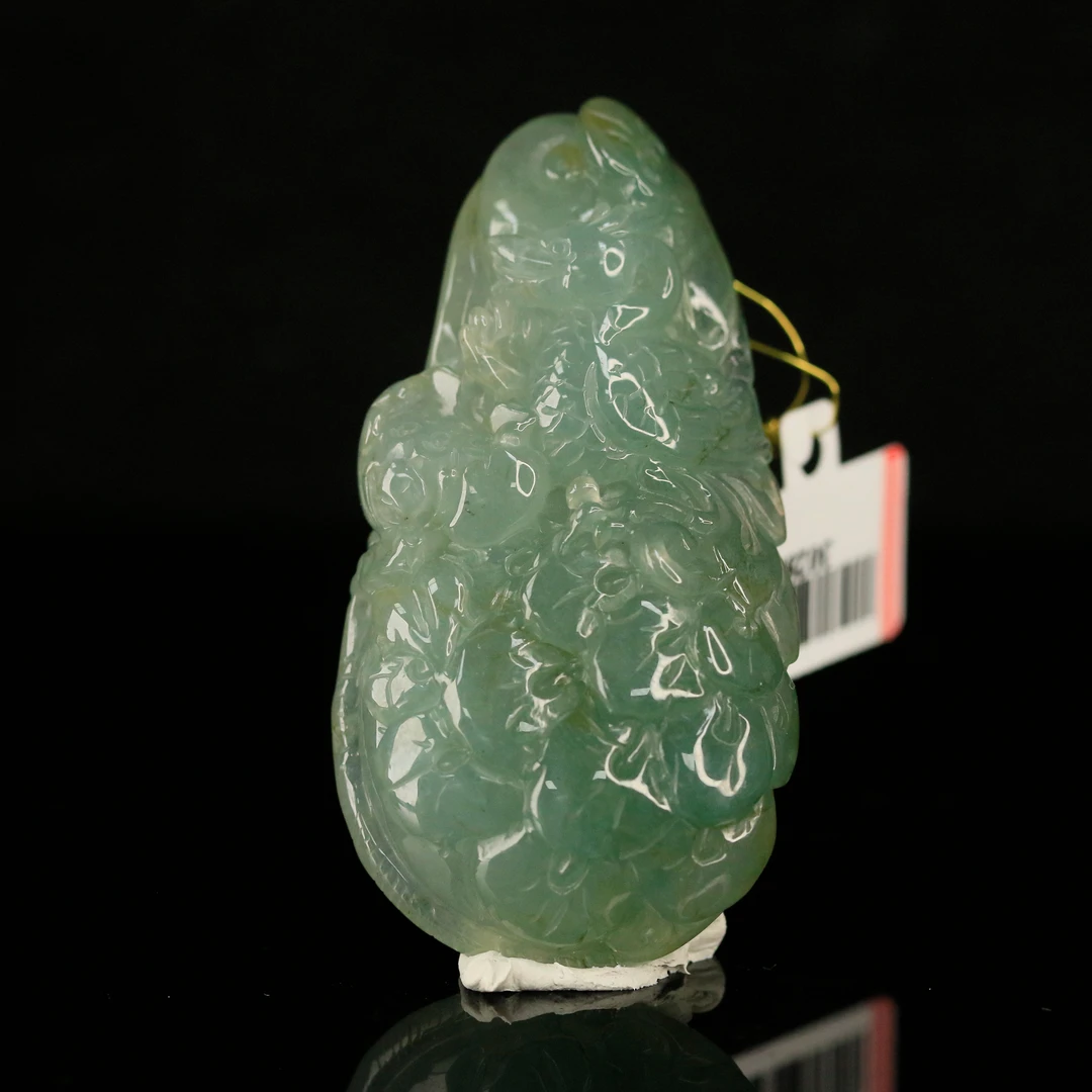 38天然缅甸翡翠A货冰绿凤穿牡丹/100567保利厦门拍卖