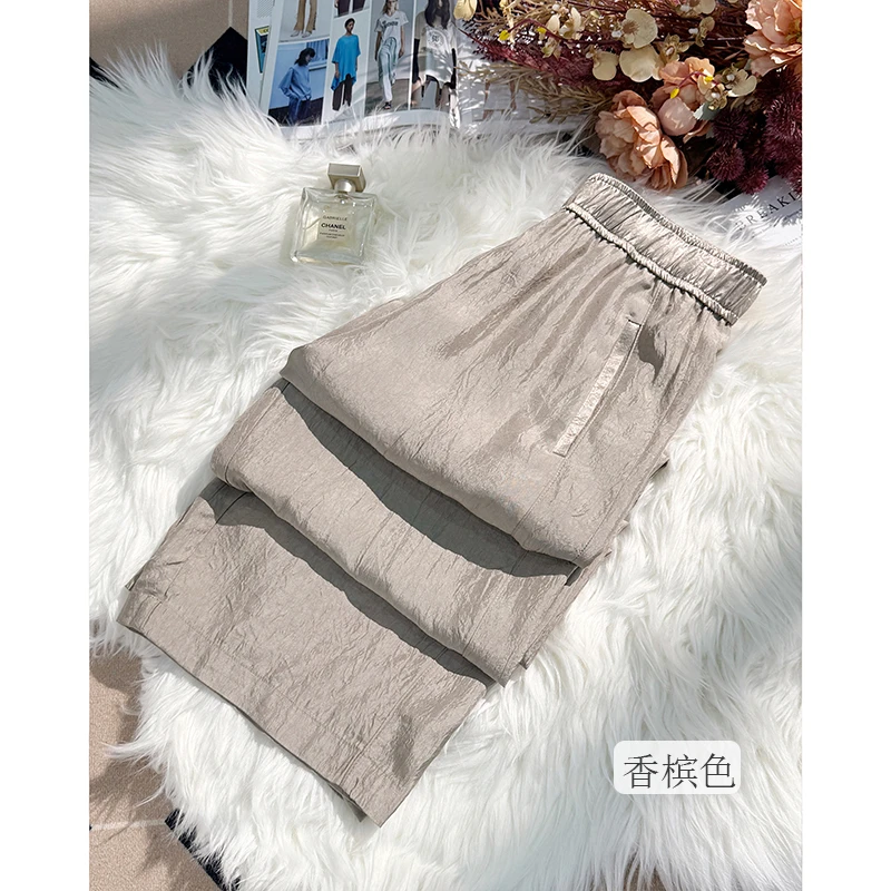 2025新款醋酸长裤九分裤女裤高腰显瘦夏季凉凉裤Z2502