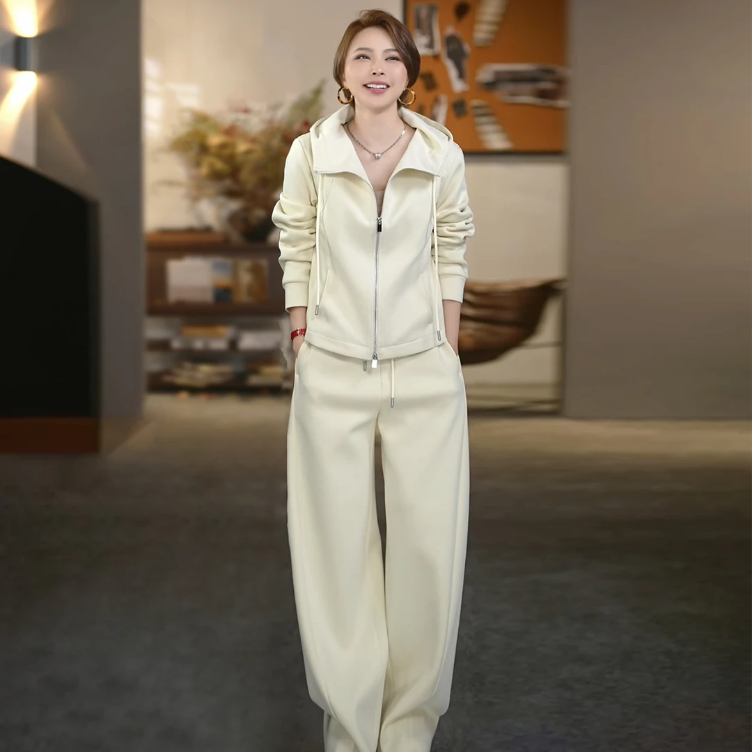 溶溶【热力鹅绒卫衣套装】RONG 90白鹅绒发热绒底套装F26QW5111-1