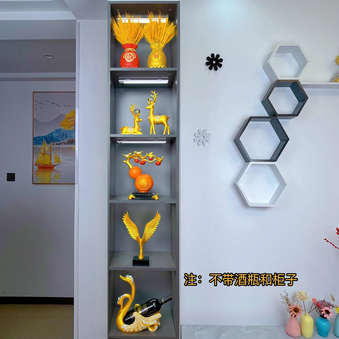 新款创意五格轻奢大气寓意好的玄关客厅酒柜电视柜家居装饰品摆件