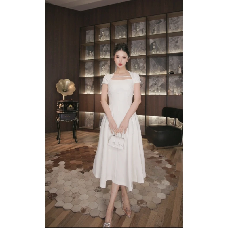 六爻定制 法式气质名媛显瘦优雅时尚连衣裙 9625