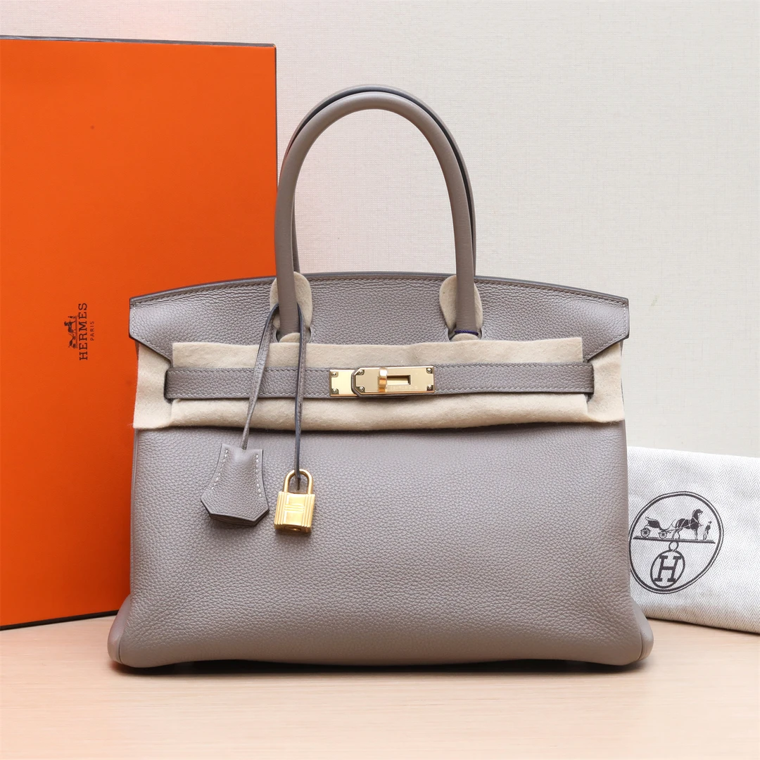 99新 Hermes/爱马仕 小花6欢 Birkin 30 M8银河灰 Togo皮 A刻包