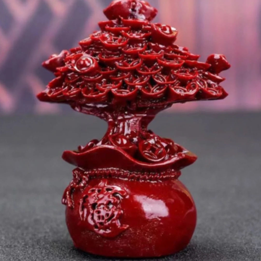 含辰砂工艺品摇钱树摆件