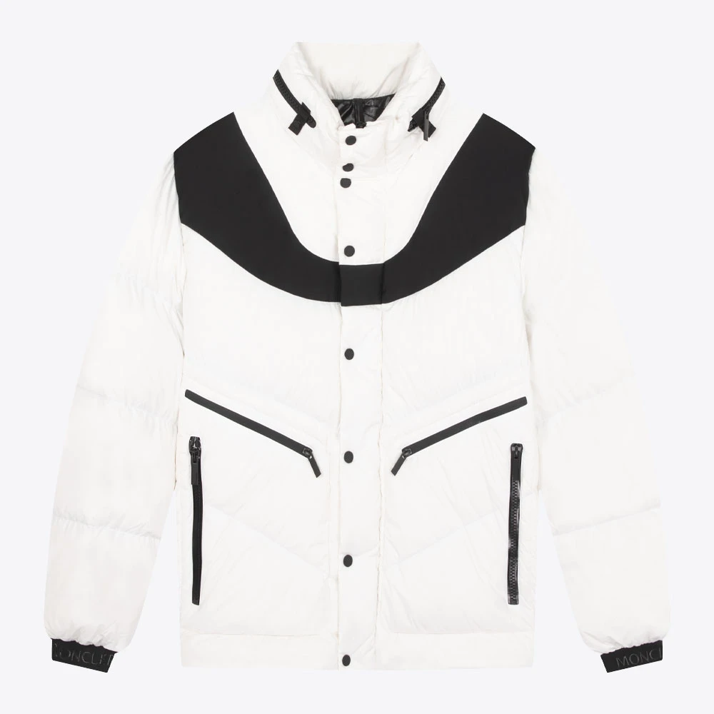MONCLER盟可睐白鹅绒logo拼色男立领羽绒服外套1A001875968E033