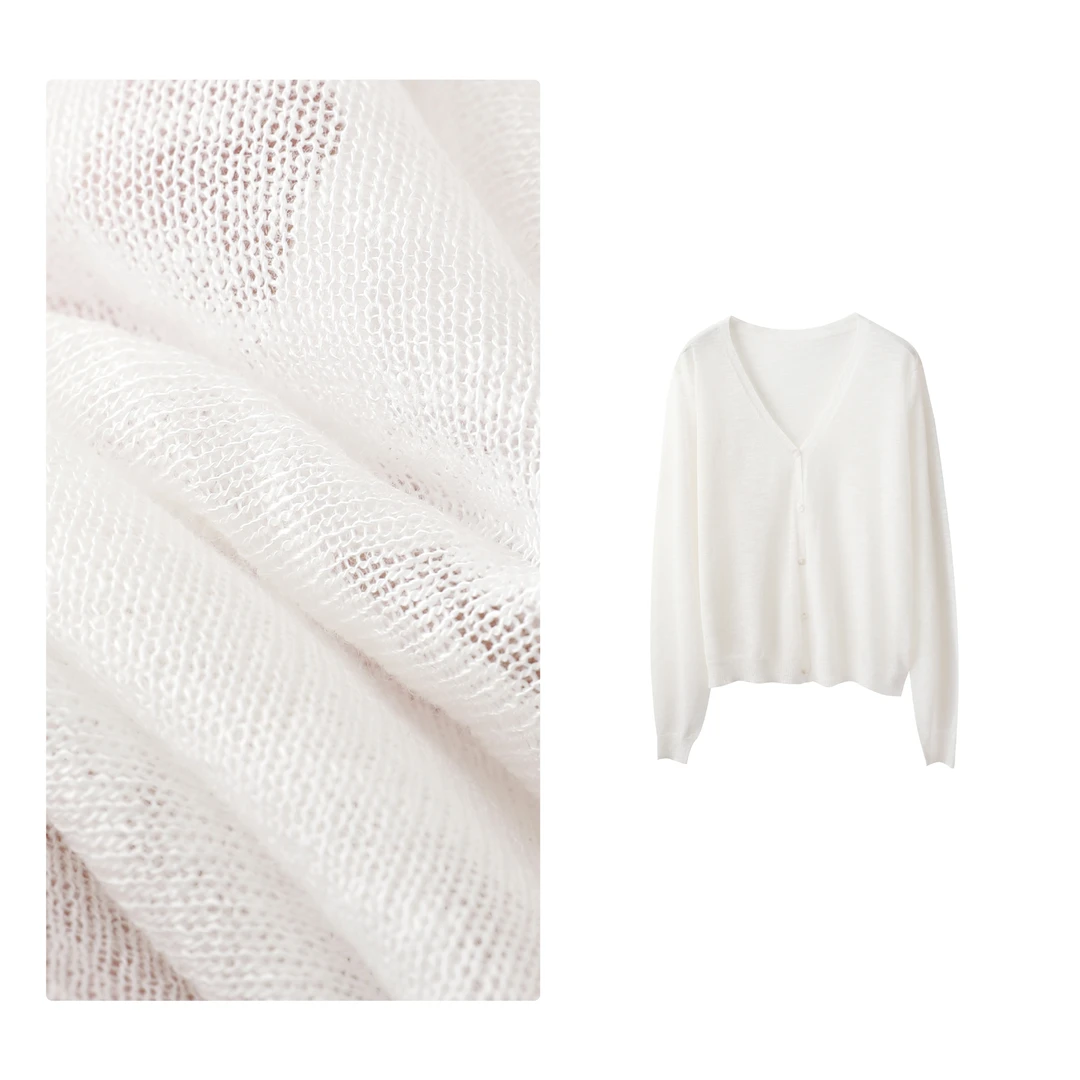 门店39&9！清水开衫」竹节麻感清爽透气不猛热针织外套上衣女C23073