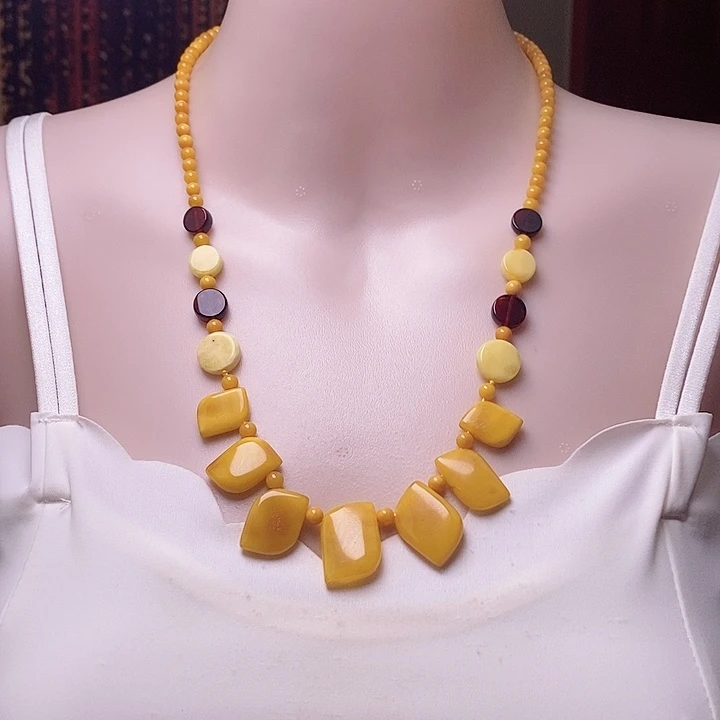 琥珀颈饰未镶嵌项链