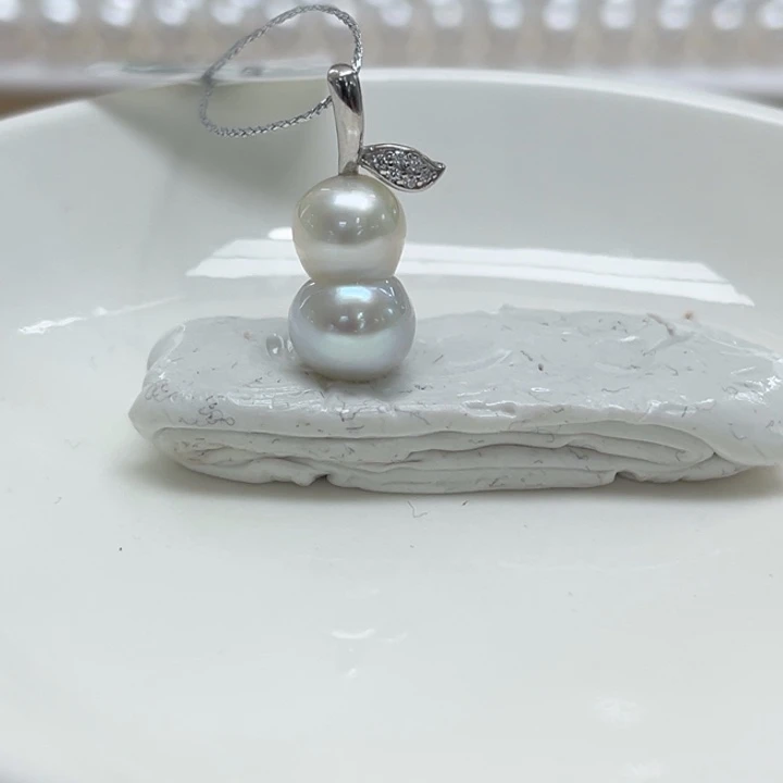 吊坠(不含链)银S925镶嵌海水珍珠7-9mm22号