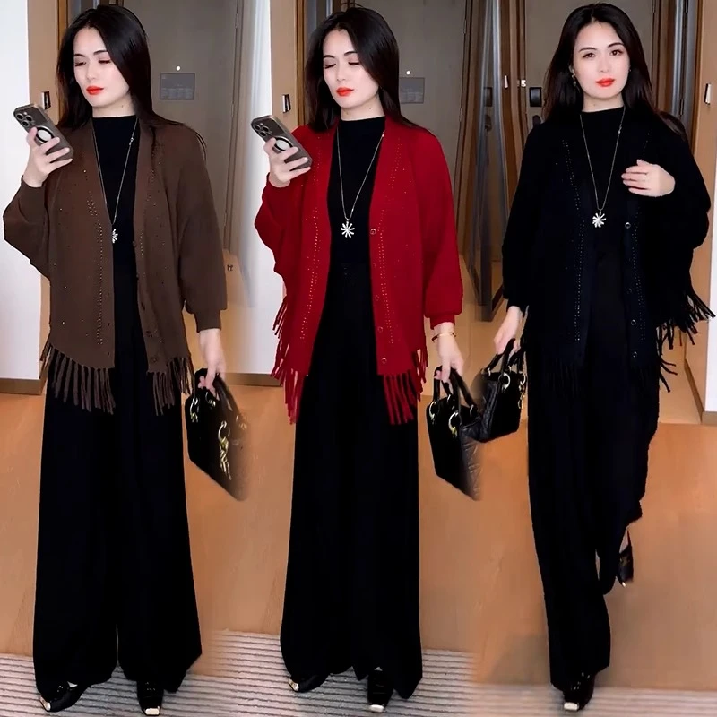 上衣针织开衫外披女秋冬新款洋气显瘦中长款百搭气质毛衣外套时尚