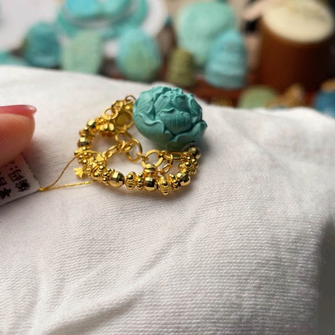 绿松石珠宝半成品18K金镶嵌