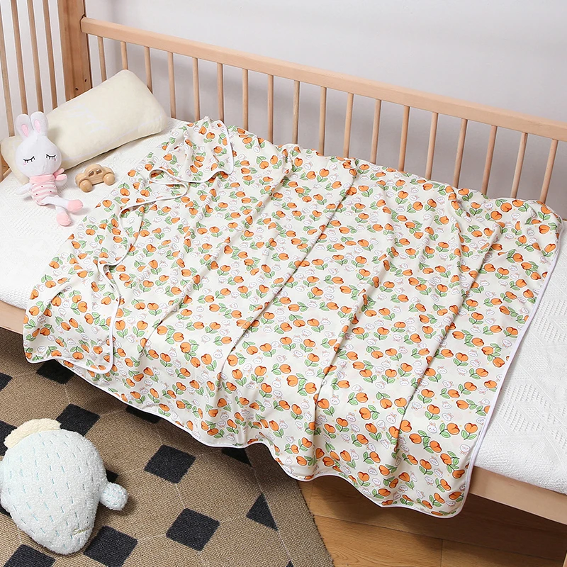 夏季双层绵绸盖毯薄被子人造棉盖毯宝宝被单儿童棉绸夏凉被婴儿