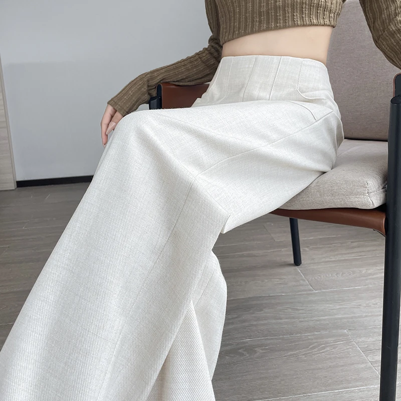 高级感西装阔腿裤女春秋季高腰显瘦女裤子垂感西裤窄版休闲直筒裤