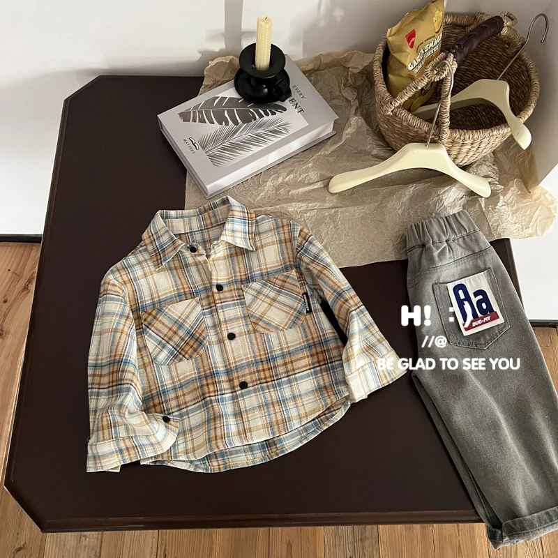 【现货】郝叔童品春季新款网红洋气男童格子衬衫2025时尚高货HN5109
